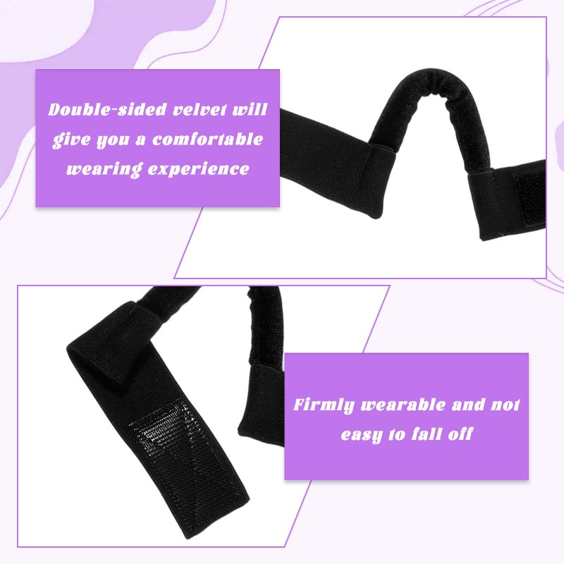 KFHENSOMR 2Pcs Wig Band for Lace Front Ear Cut Free Lace Melting Elastic Painless Wig Bangs Headband Earless Melting Band Supplies for Women No Slip C Shaped Ear Curve Black Color Regular Size - Image 3